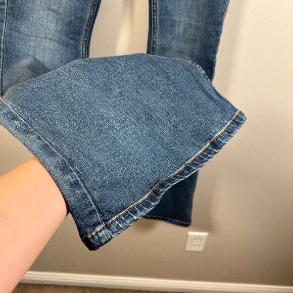 Free People Penny Pull On Flare Jeans Size 27 Short High Rise Boho Bell Bottom - Picture 6 of 8